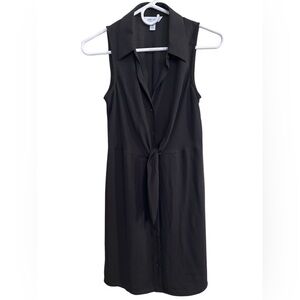 Nine West XS NWT Black Tie-Front Midi Dress Sleeveless Button Up Classic